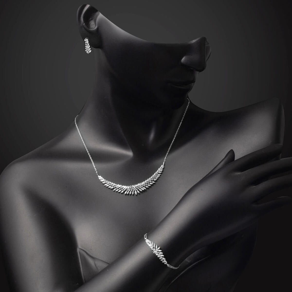 14K White Gold Marquise Baguette Cubic Zirconia Engagement Set