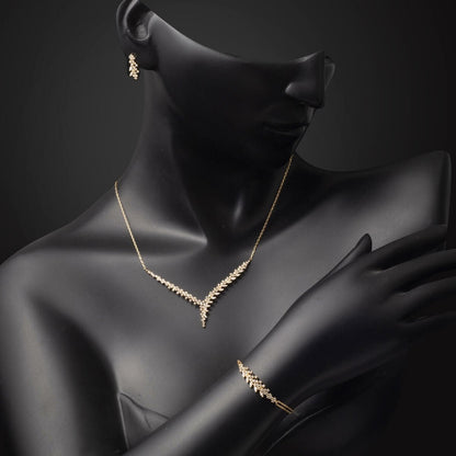 14K Yellow Gold Marquise Design Cubic Zirconia 3-Piece Set