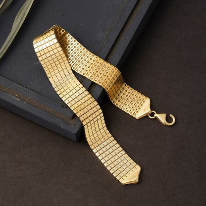 14K Yellow Gold Wide Mesh Bracelet