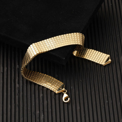 14K Yellow Gold Wide Mesh Bracelet