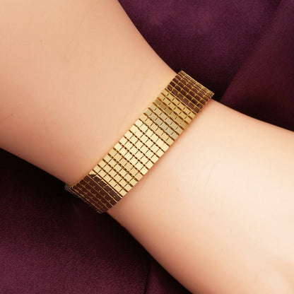 14K Yellow Gold Wide Mesh Bracelet