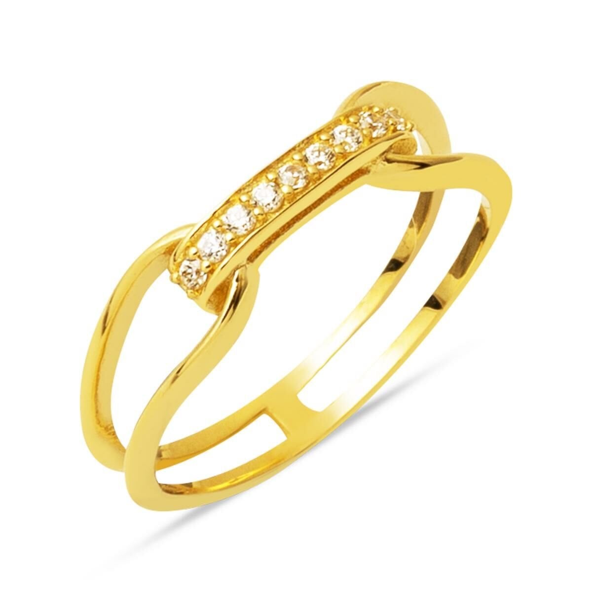 14K Yellow Gold Minimalist Cubic Zirconia Ring