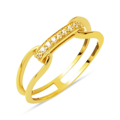 14K Yellow Gold Minimalist Cubic Zirconia Ring