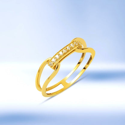 14K Yellow Gold Minimalist Cubic Zirconia Ring