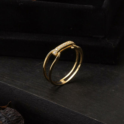 14K Yellow Gold Minimalist Cubic Zirconia Ring
