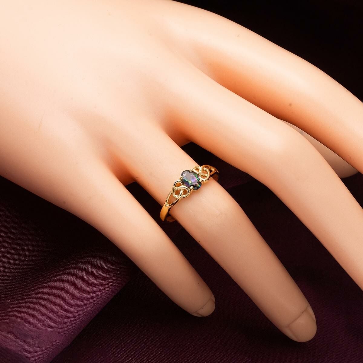 14K Yellow Gold Mystic Topaz Cubic Zirconia Ring