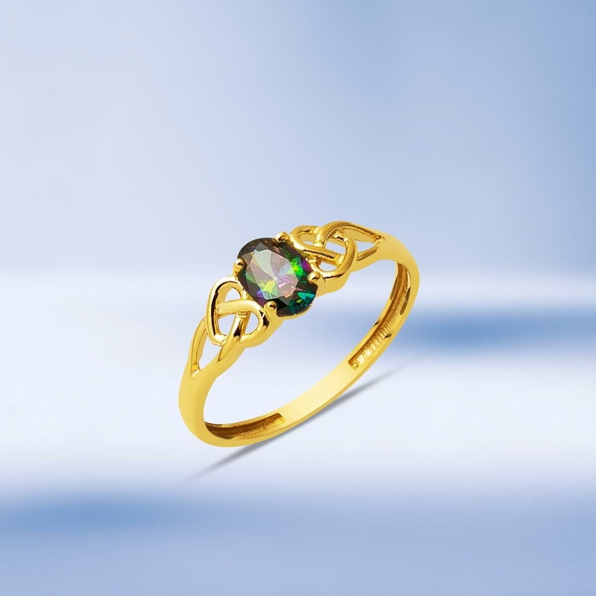 14K Yellow Gold Mystic Topaz Cubic Zirconia Ring