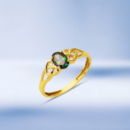 14K Yellow Gold Mystic Topaz Cubic Zirconia Ring