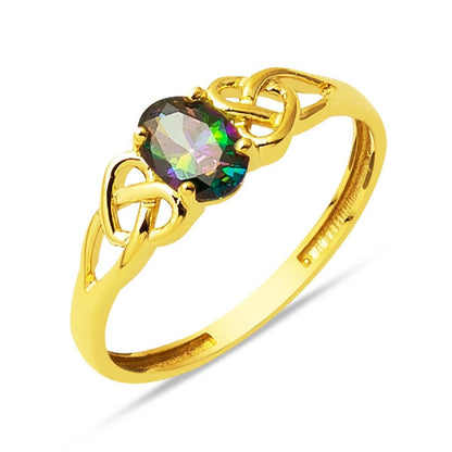 14K Yellow Gold Mystic Topaz Cubic Zirconia Ring