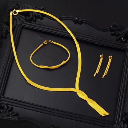 14K Yellow Gold Braided Jewelry Set