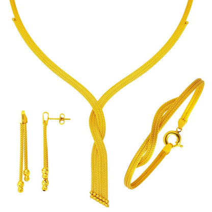 14K Yellow Gold Braided Jewelry Set