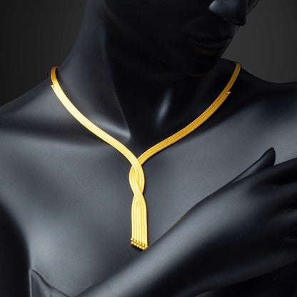14K Yellow Gold Braided Collar Necklace (19 g)