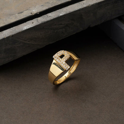14K Yellow Gold Initial P Cubic Zirconia Women's Ring