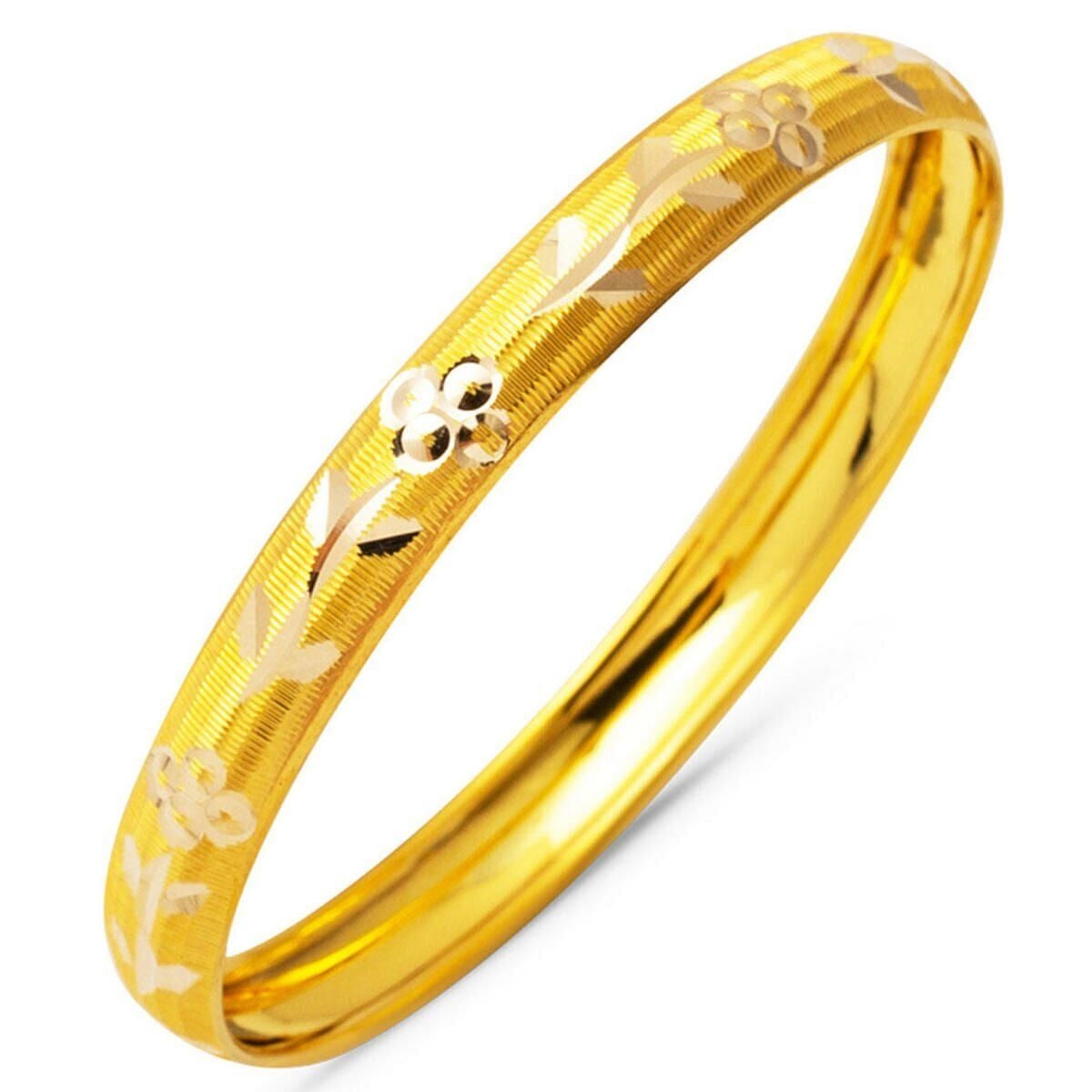 14K Yellow Gold Daisy Baby Bangle