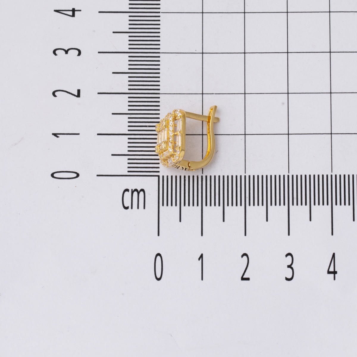 14K Yellow Gold Segmented Baguette Cubic Zirconia Earrings