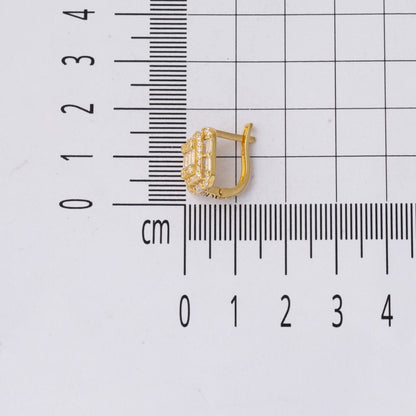 14K Yellow Gold Segmented Baguette Cubic Zirconia Earrings