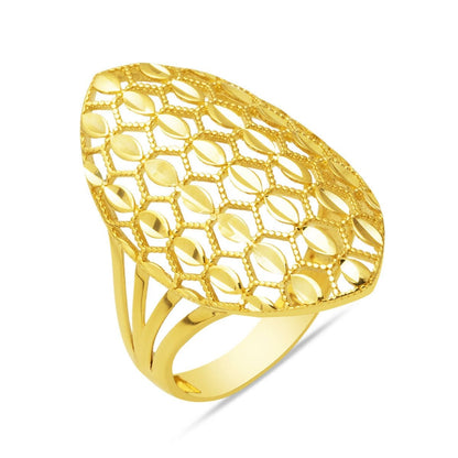 14K Yellow Gold Honeycomb Design Ring (2.5 g)