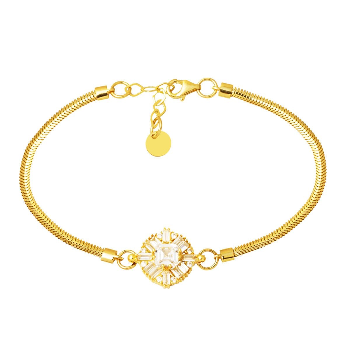 14K Yellow Gold Princess Baguette Cubic Zirconia Bracelet