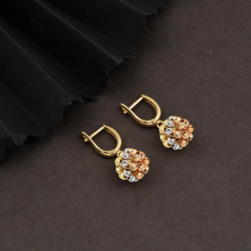 14K Yellow Gold Colored Gold Bead Dangle Earrings