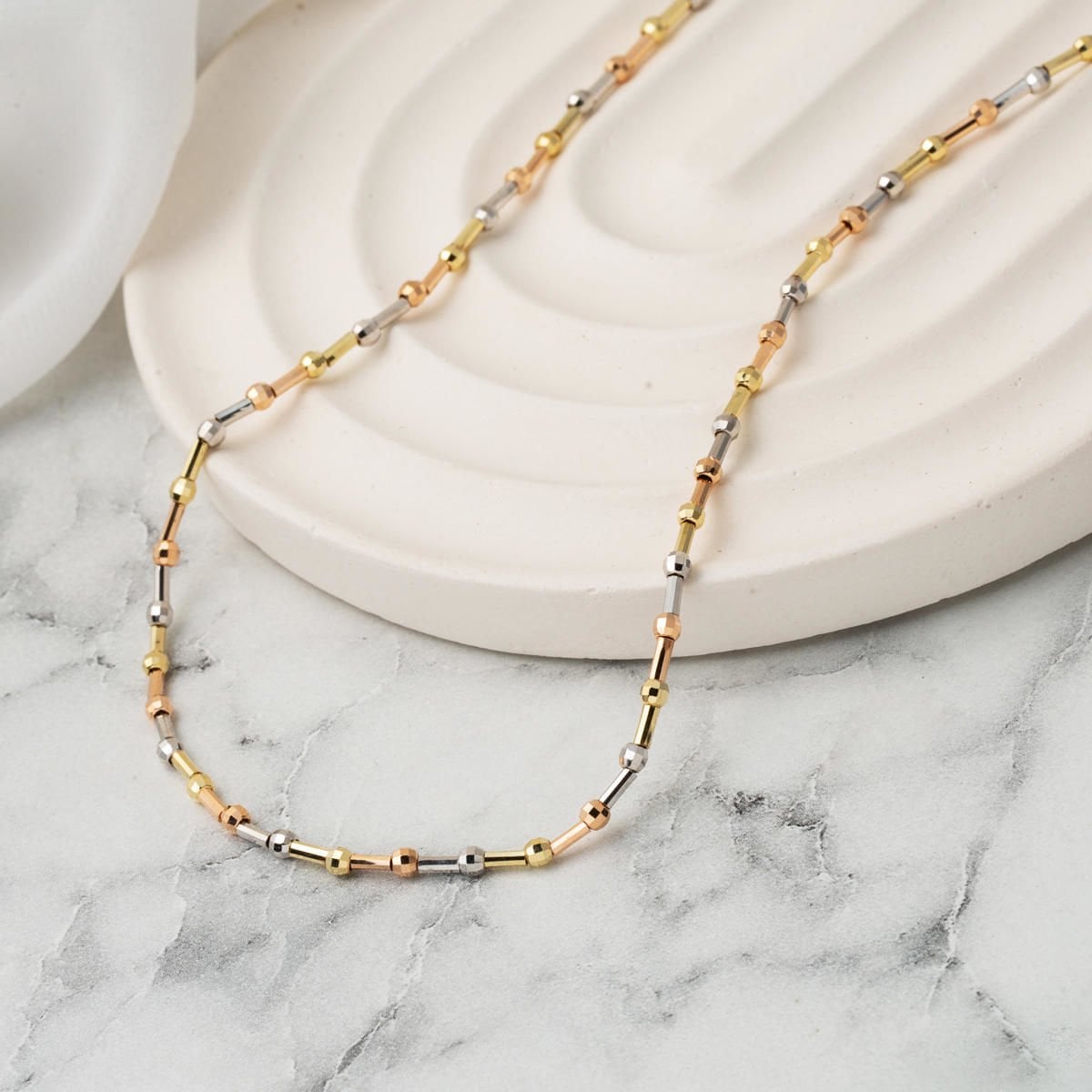 14K Colored Gold Bead Chain Necklace