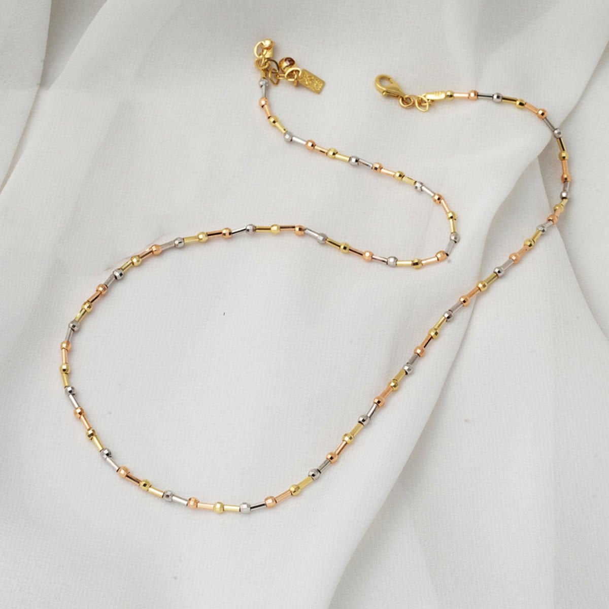 14K Colored Gold Bead Chain Necklace