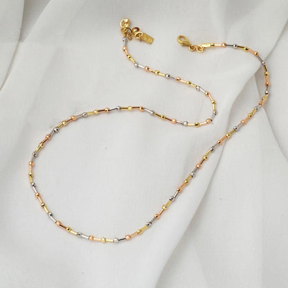 14K Colored Gold Bead Chain Necklace