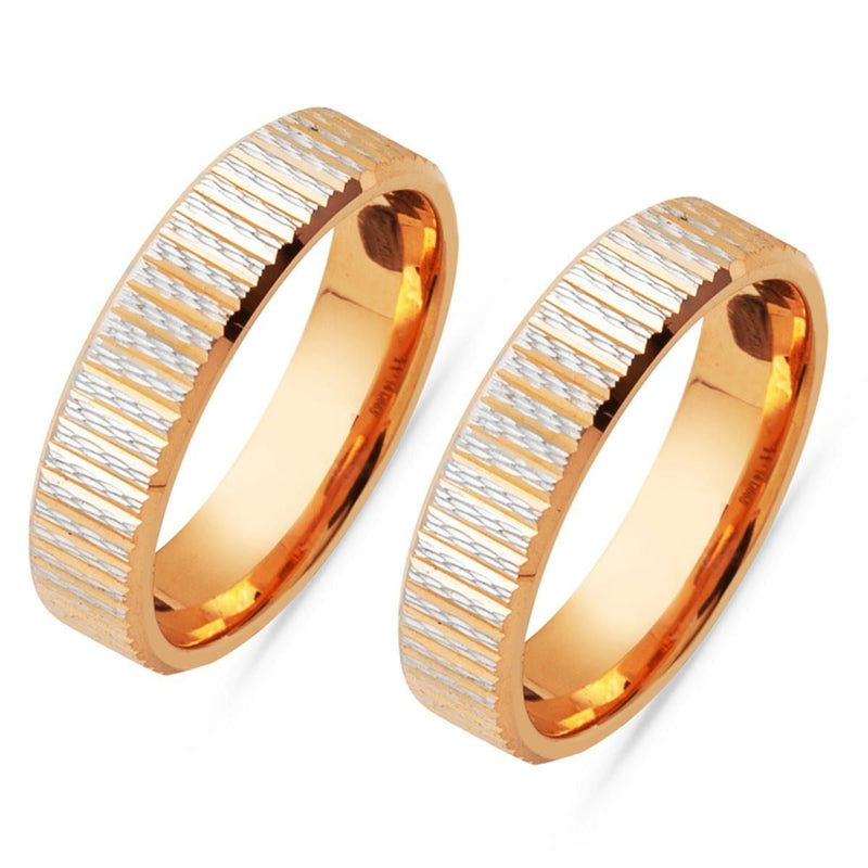 14K Rose Gold Double Modern Wedding Band Ring