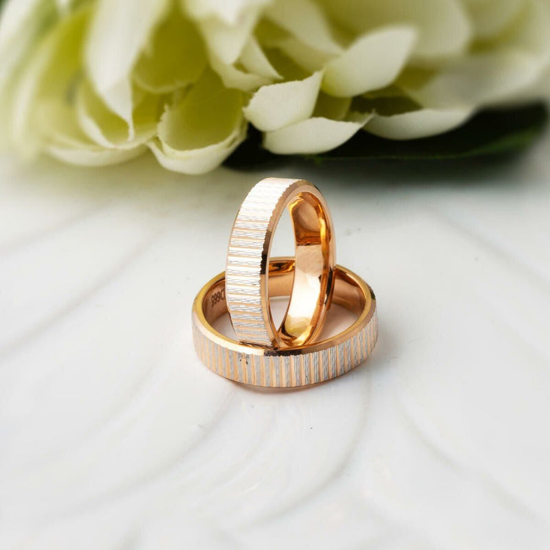 14K Rose Gold Double Modern Wedding Band Ring