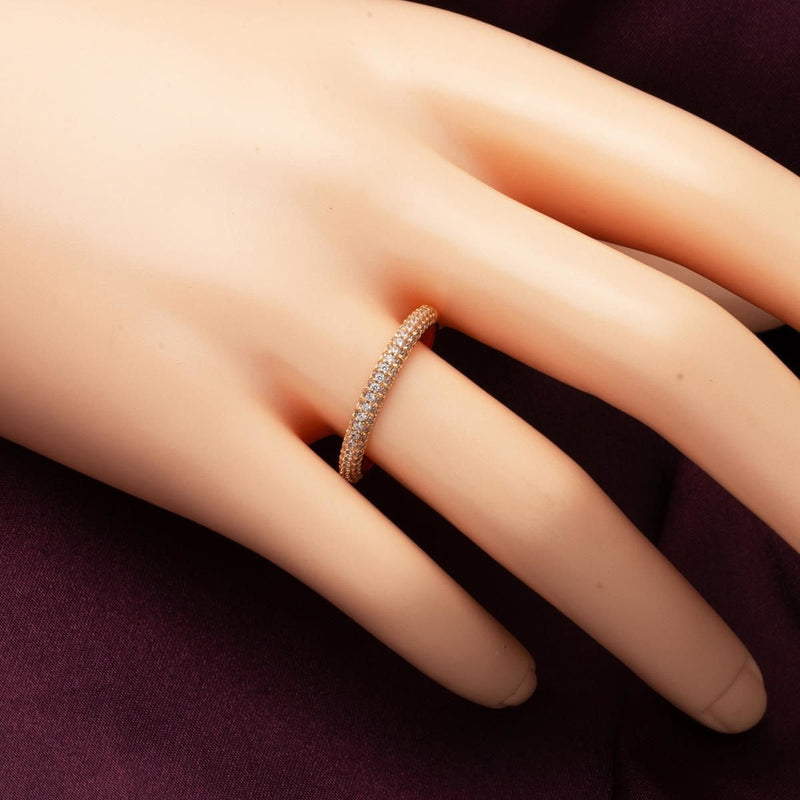 14K Rose Gold Half Eternity Cubic Zirconia Ring