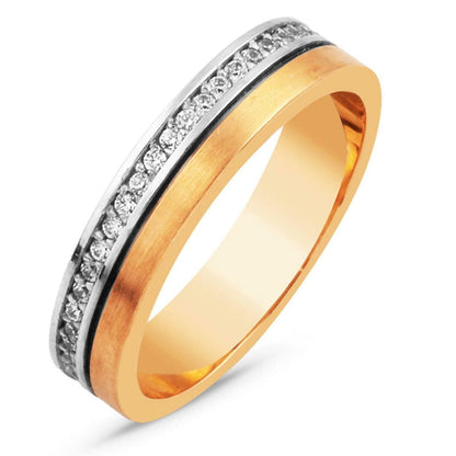 14K Rose White Gold Cubic Zirconia Women's Wedding Band