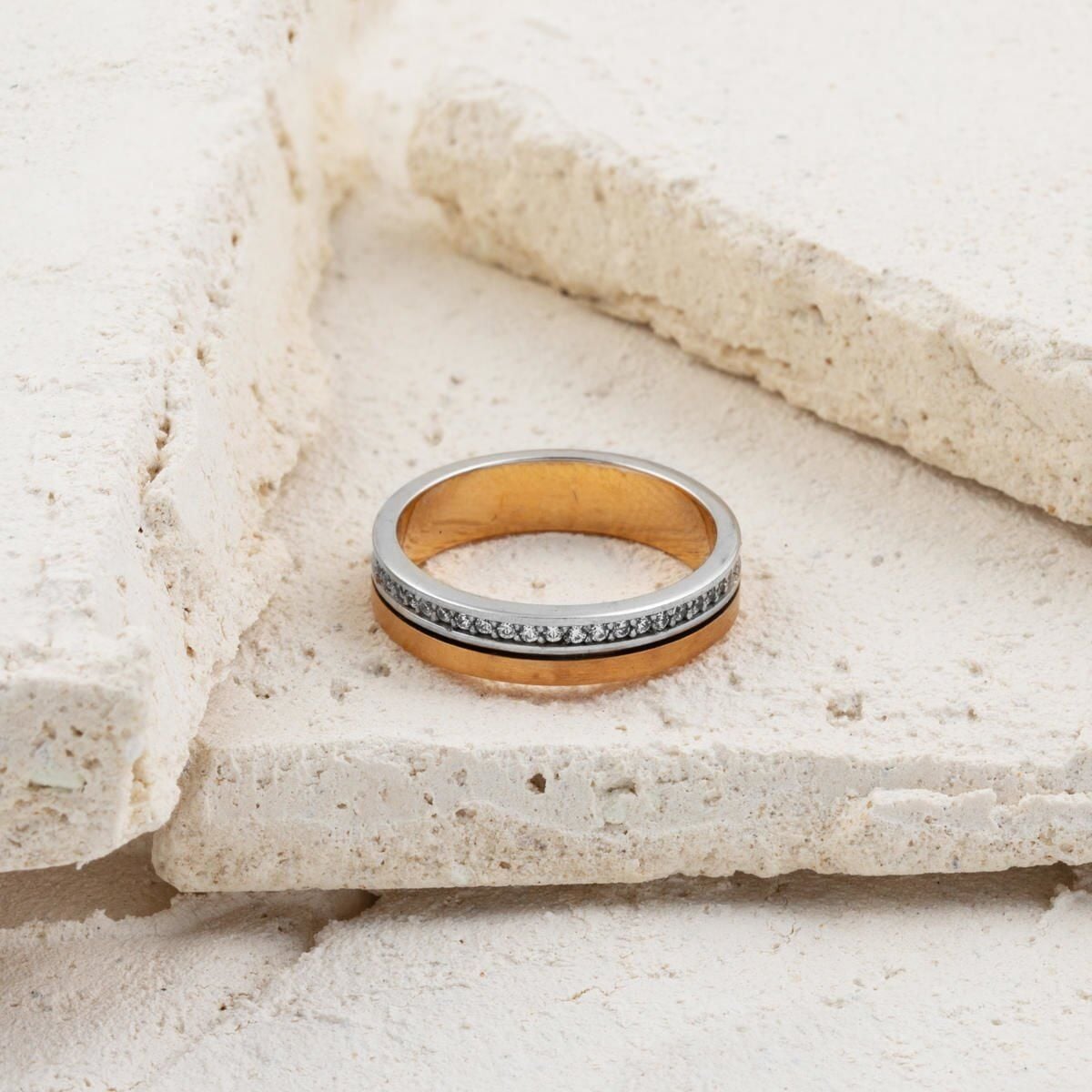 14K Rose White Gold Cubic Zirconia Women's Wedding Band