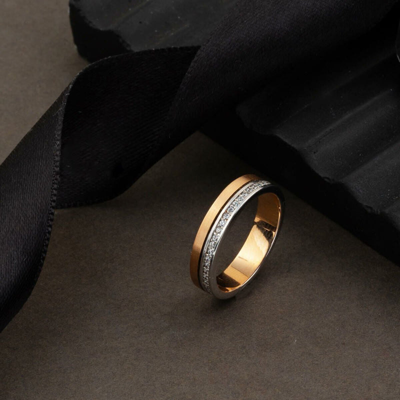 14K Rose White Gold Cubic Zirconia Women's Wedding Band