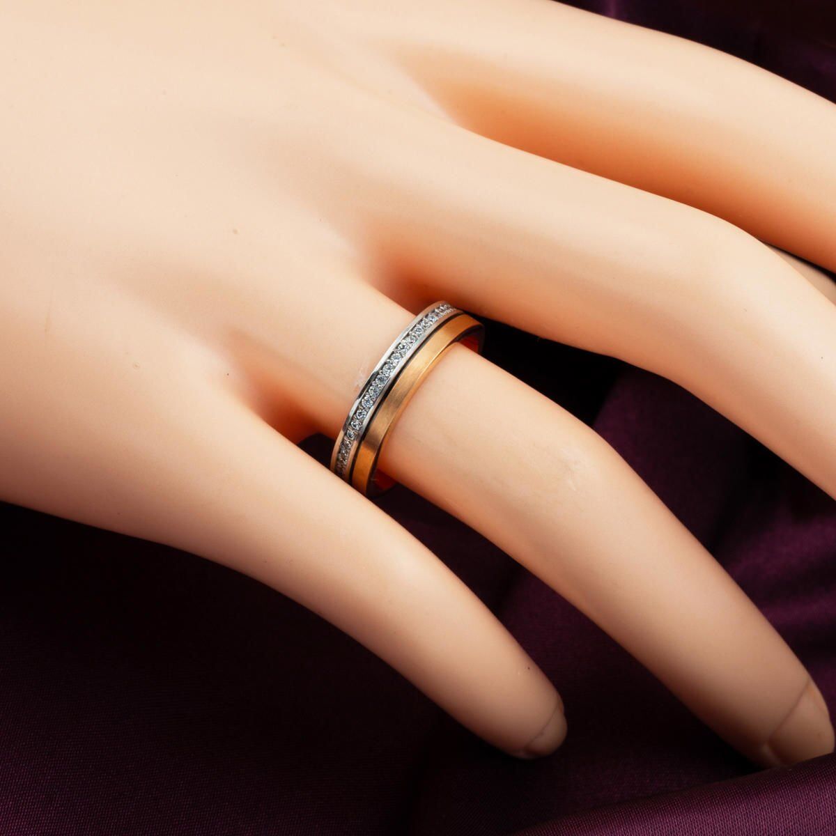 14K Rose White Gold Cubic Zirconia Women's Wedding Band