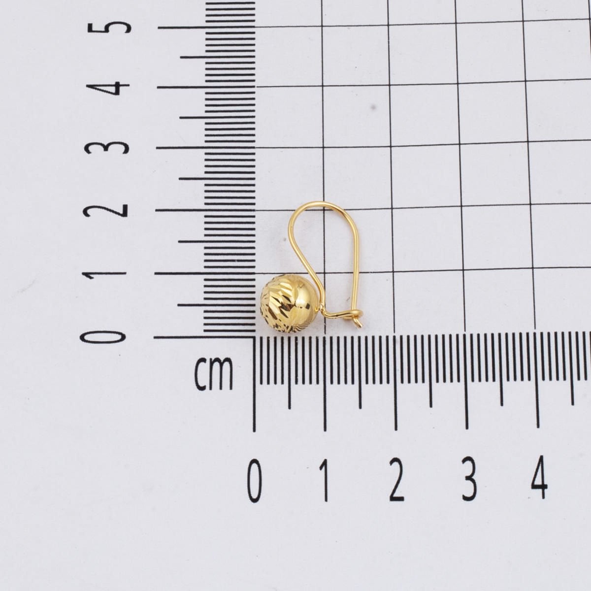 14K Yellow Gold Dangle Hand Engraved Ball Earrings