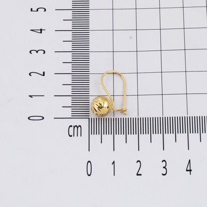 14K Yellow Gold Dangle Hand Engraved Ball Earrings