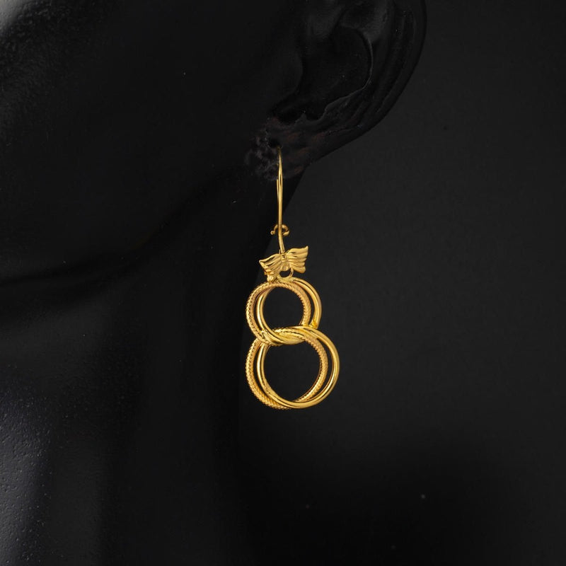 14K Yellow Gold Milky Way Butterfly Dangle Earrings