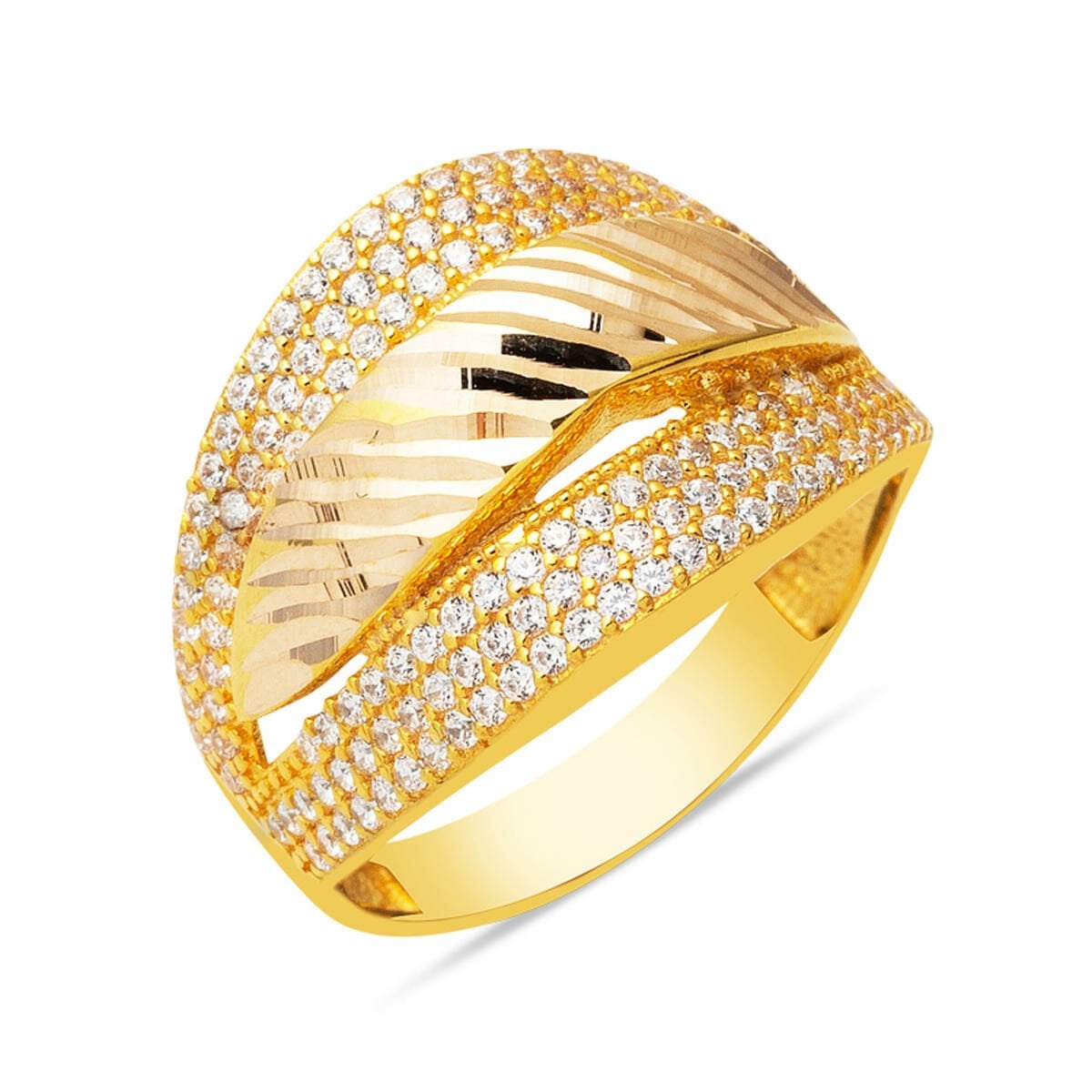 14K Yellow Gold Women's Cubic Zirconia Ring (3.34 g)