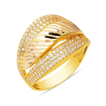 14K Yellow Gold Women's Cubic Zirconia Ring (3.34 g)