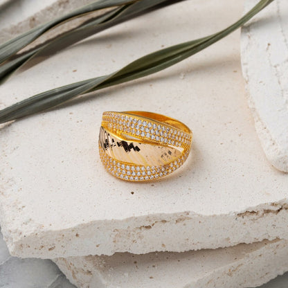 14K Yellow Gold Women's Cubic Zirconia Ring (3.34 g)