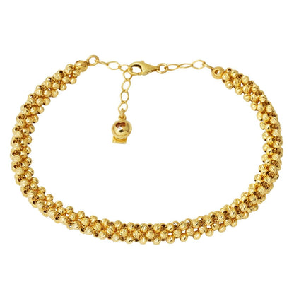 14K Yellow Gold Braided Gold Bead Bracelet