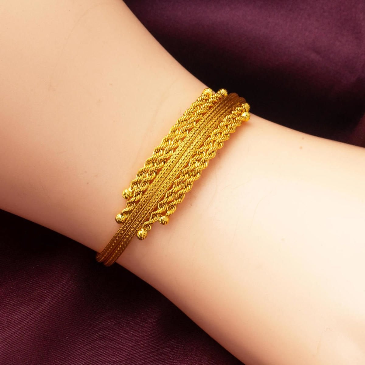 14K Yellow Gold Spiral Braided Set