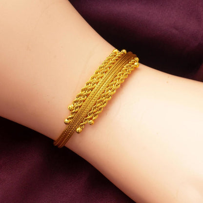 14K Yellow Gold Spiral Braided Set