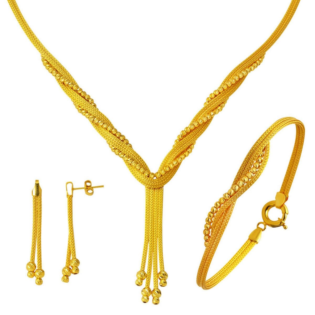 14K Yellow Gold Ivy Braided Jewelry Set