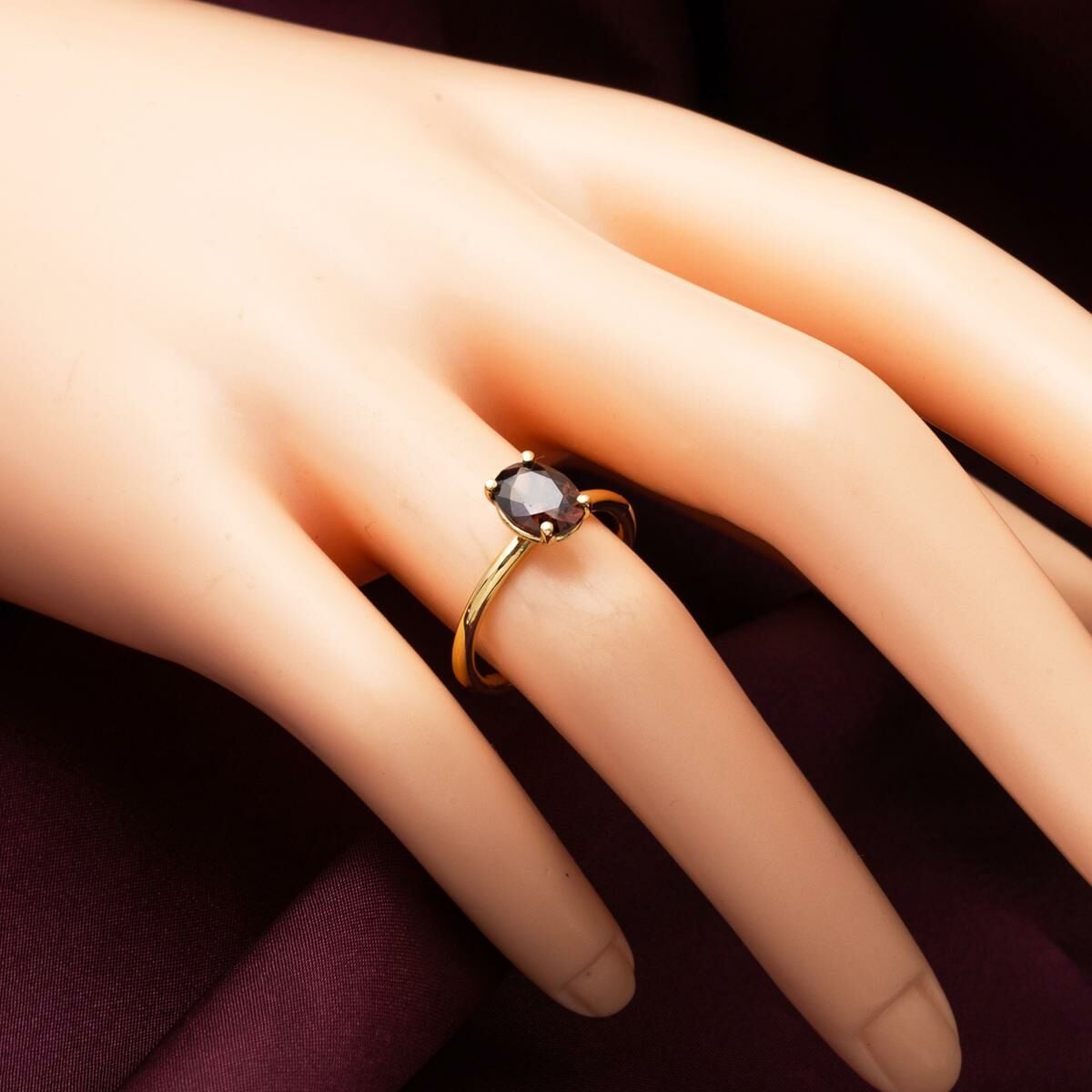 14K Yellow Gold Smoky Quartz Cubic Zirconia Ring (2.58 g)