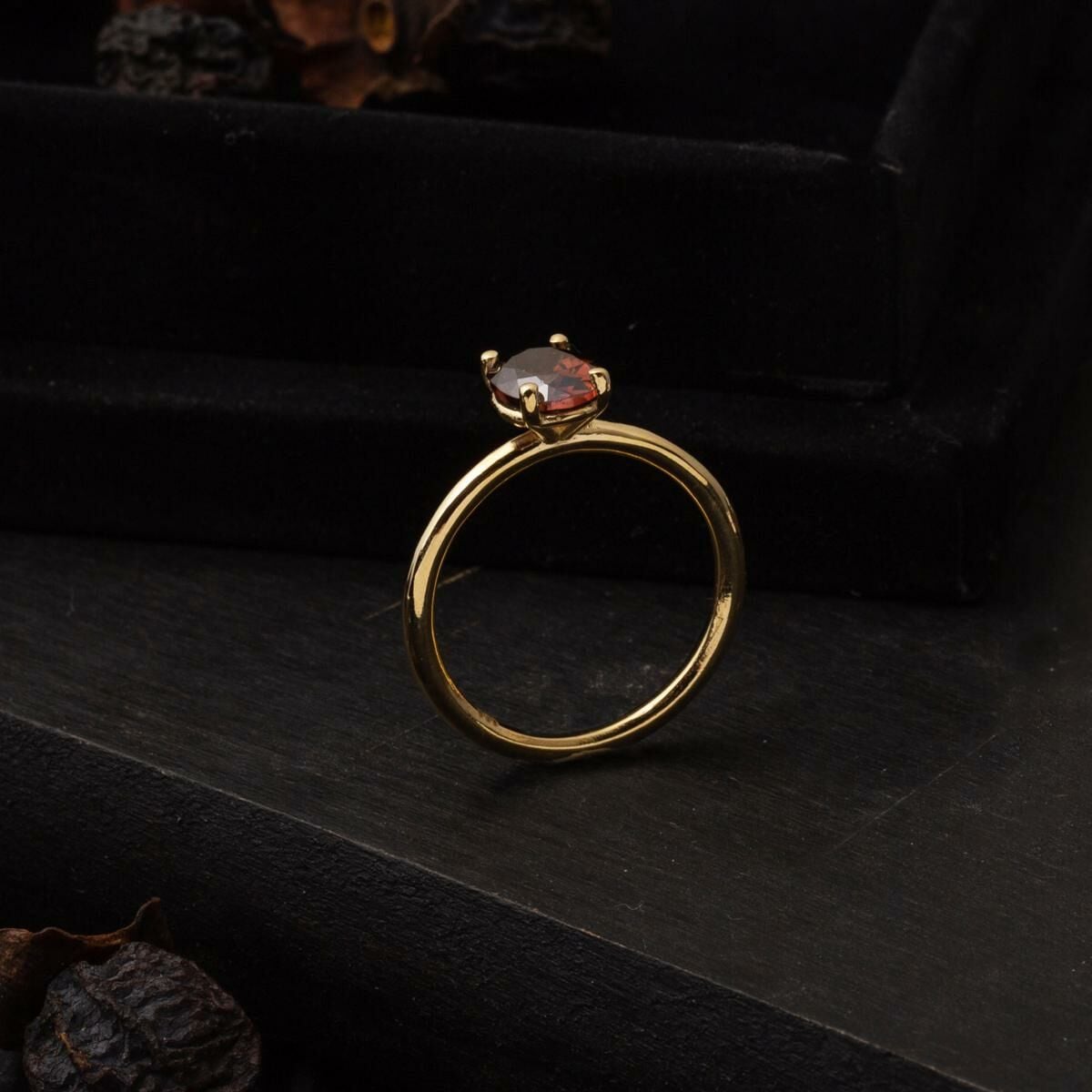 14K Yellow Gold Smoky Quartz Cubic Zirconia Ring (2.58 g)
