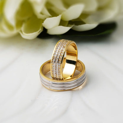 14K Yellow Gold Full Eternity Women's Cubic Zirconia Wedding Band Ring