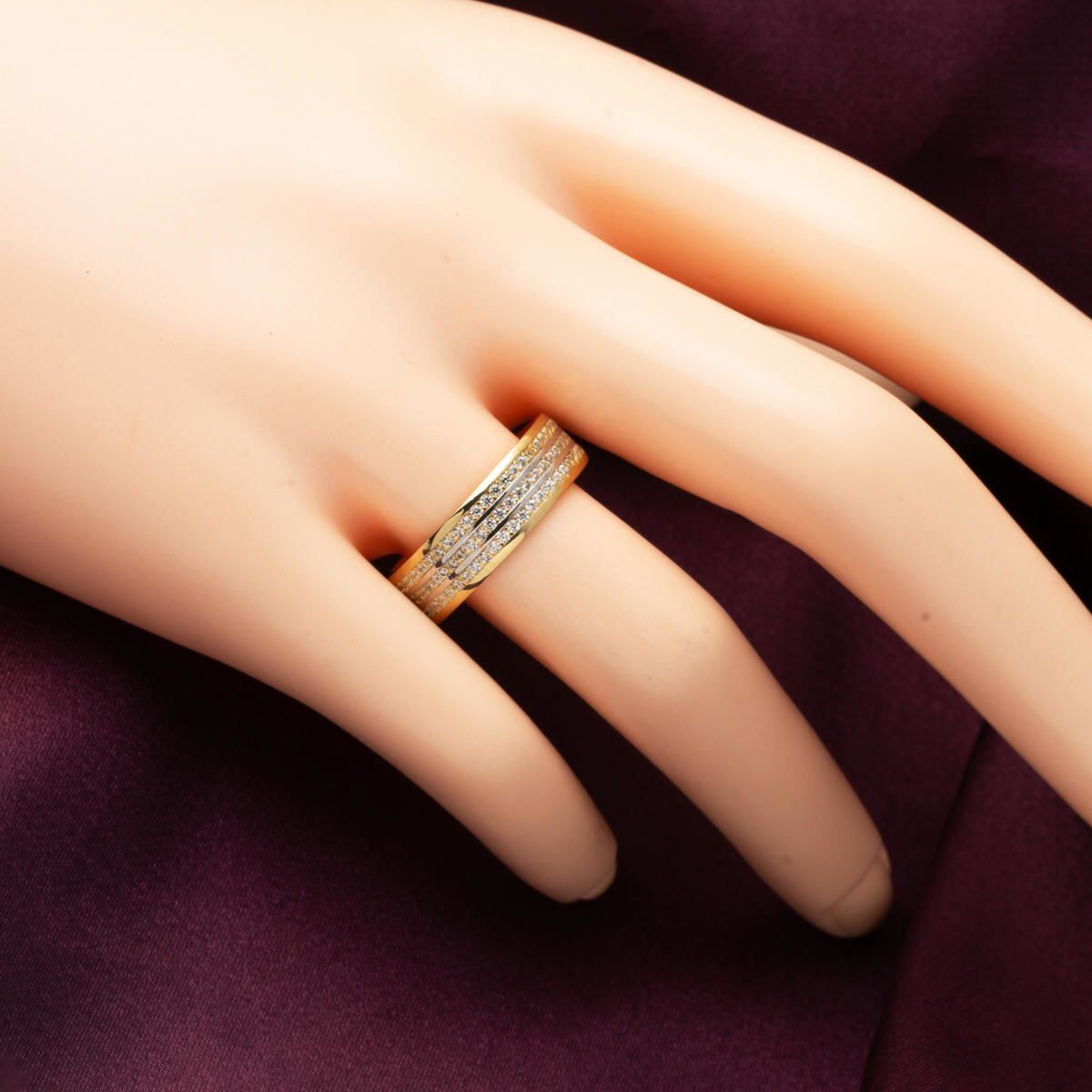 14K Yellow Gold Full Eternity Women's Cubic Zirconia Wedding Band Ring