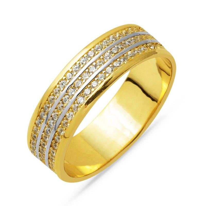 14K Yellow Gold Full Eternity Women's Cubic Zirconia Wedding Band Ring