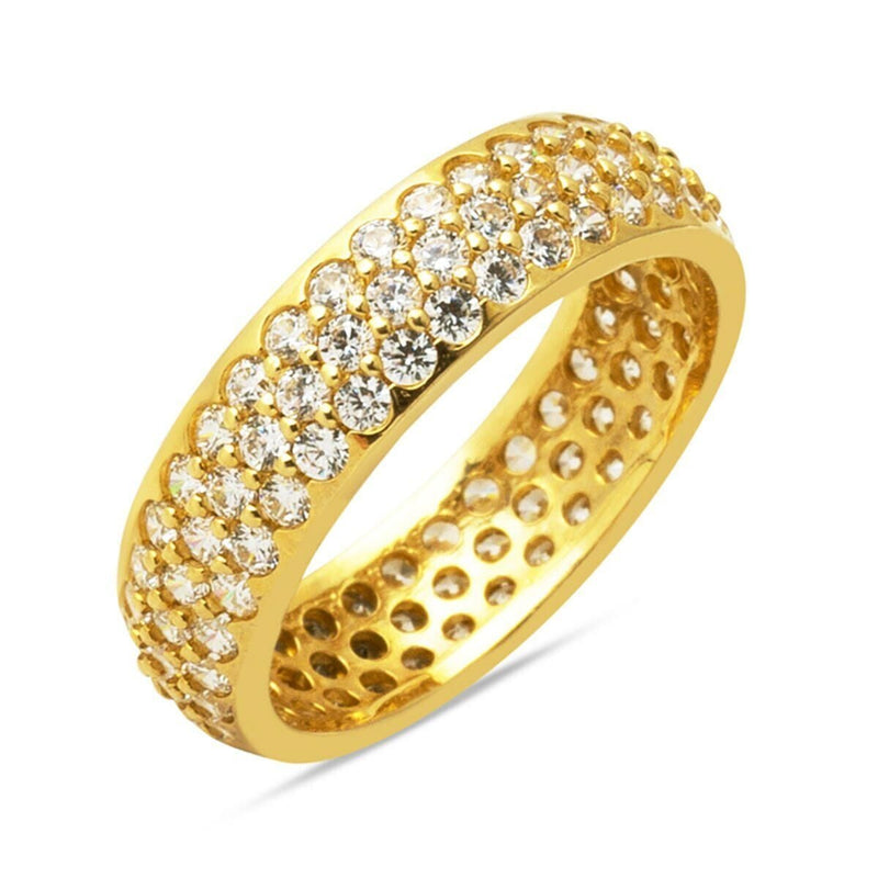 14K Yellow Gold Full Eternity Cubic Zirconia Wedding Band Ring