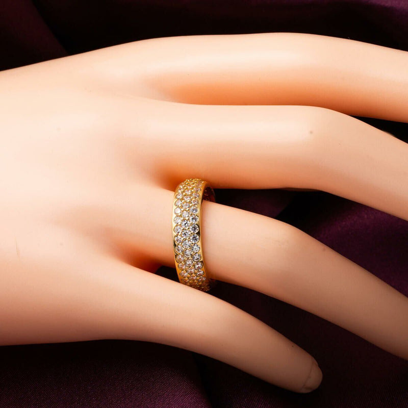 14K Yellow Gold Full Eternity Cubic Zirconia Wedding Band Ring